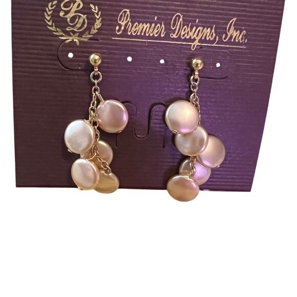 Premier Designs Peaches & Cream Gold Tone Earrings NEW - Picture 1 of 4